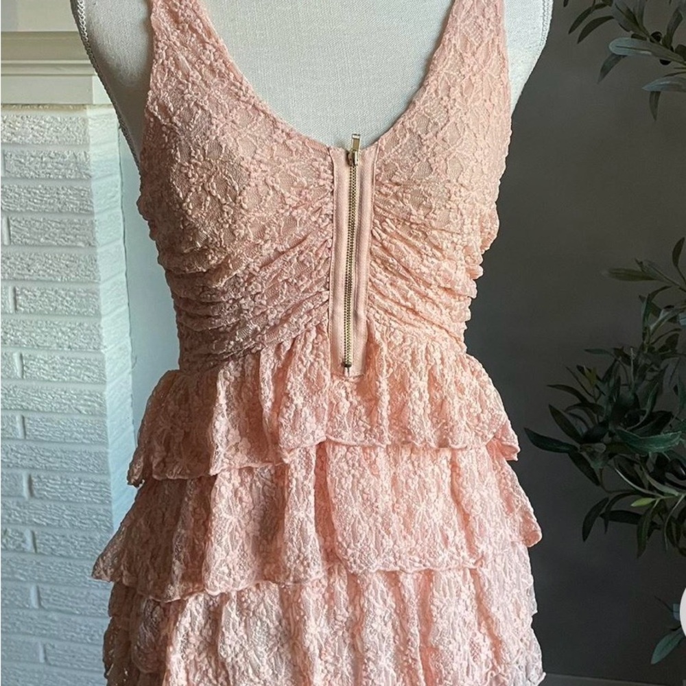 moda international pink lace peplum tiered tank top sleeveless shirt